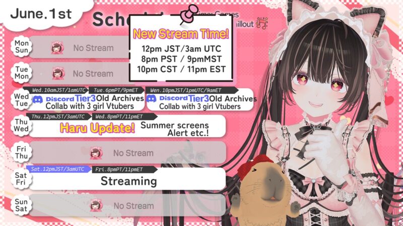 【Haru_Haro】6/1 - 6/7 の配信予定